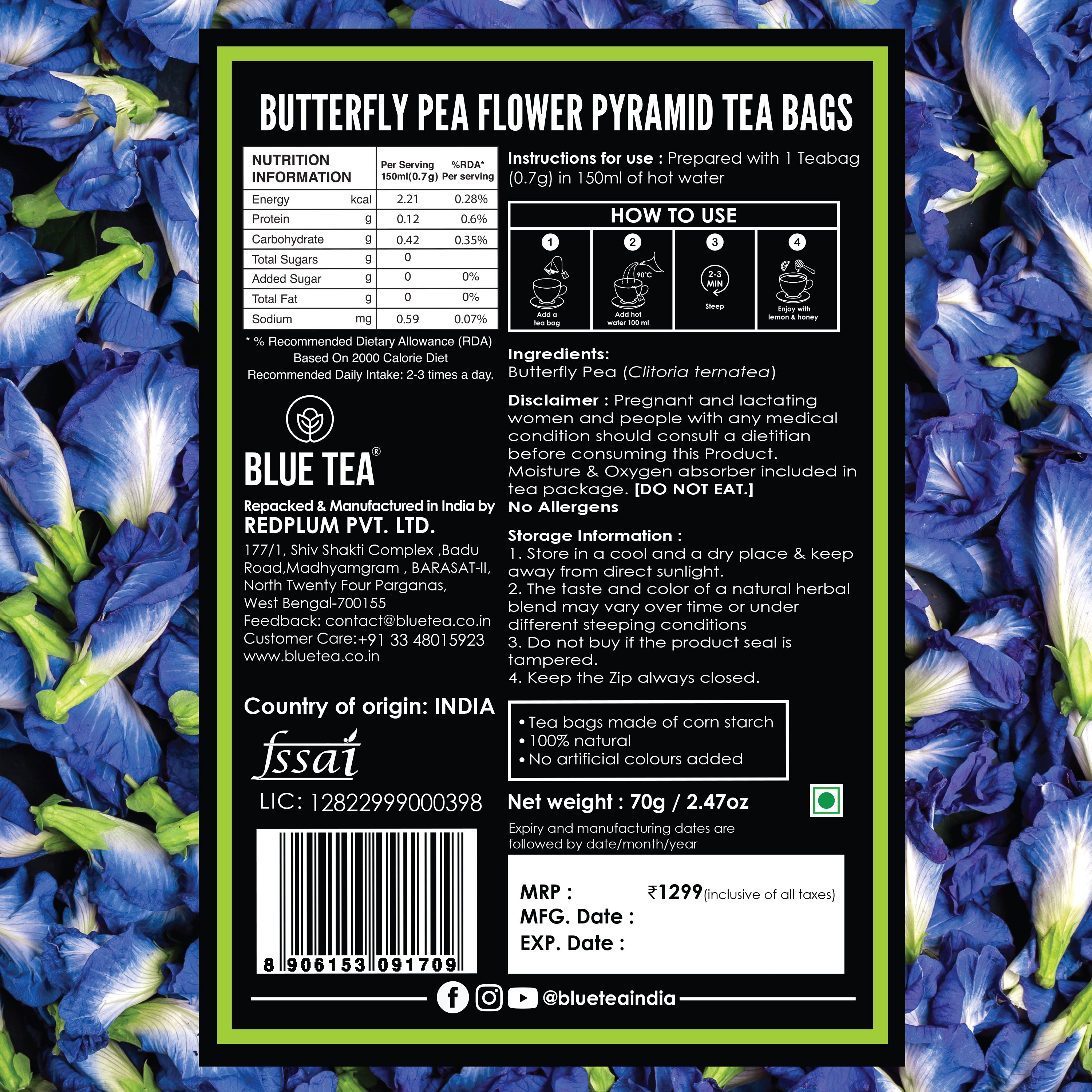 butterfly pea flower tea powder